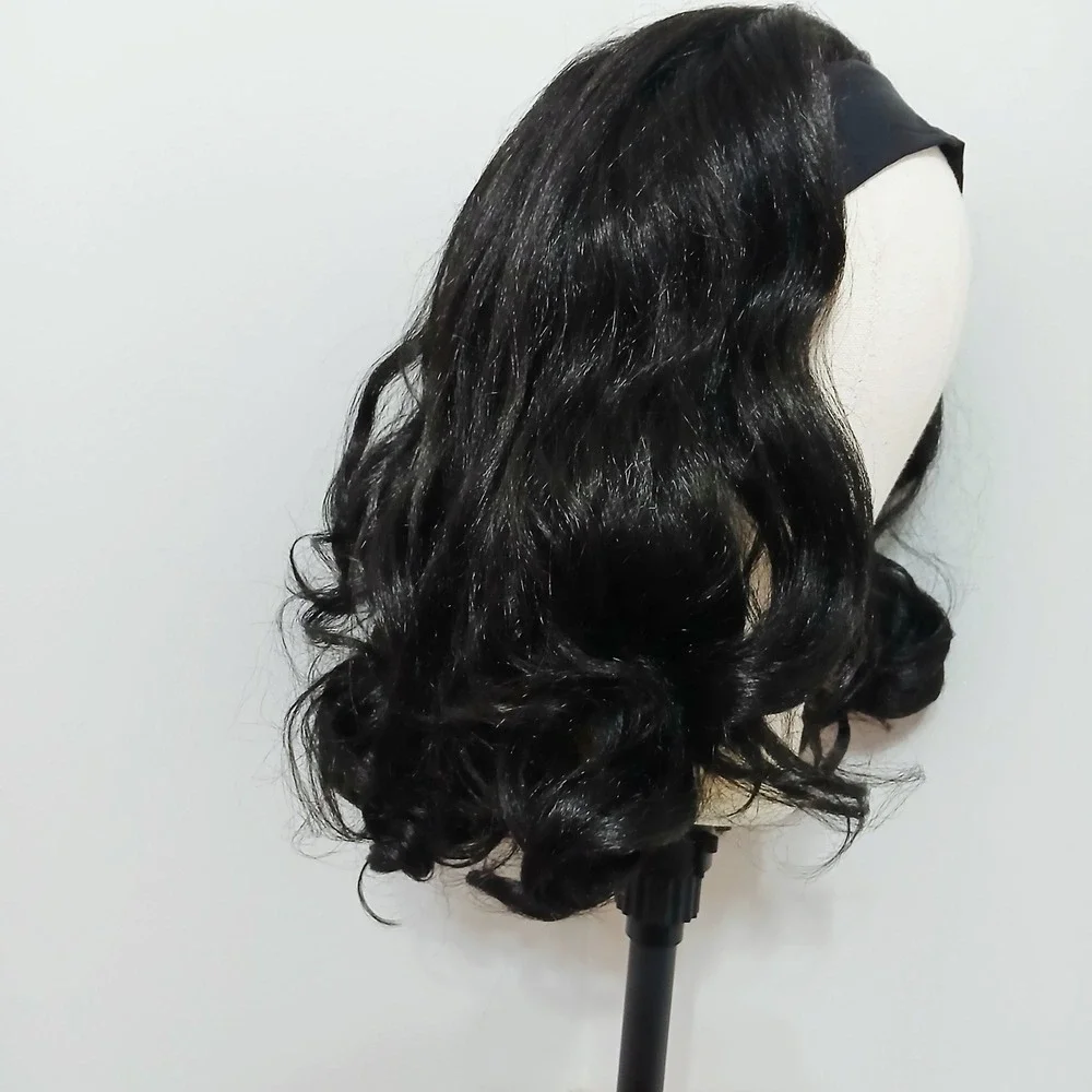 Yaki Headband Wig 20 Inch Curly Natural Black Synthetic Hair Glueless  NEW‎